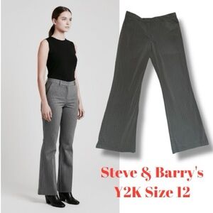 Steve & Barry's Pants Y2K Gray Pinstripe Stretch Mid-Rise Flared Bootcut Size 12
